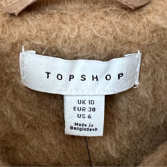Topshop ASOS Camel Soft Peacoat Women’s Belted Size 6 - Picture 2 of 4